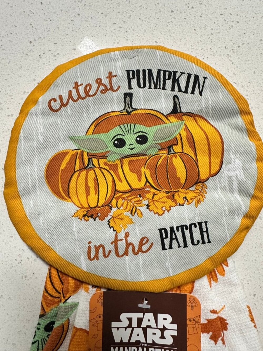 Star Wars Mandalorian Grogu Cutest Pumpkin Patch Hanging Kitchen Towel NWT